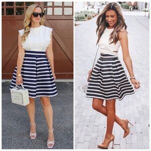 🆕 Chicwish Adorable Stripe Pleated A-Line Skirt